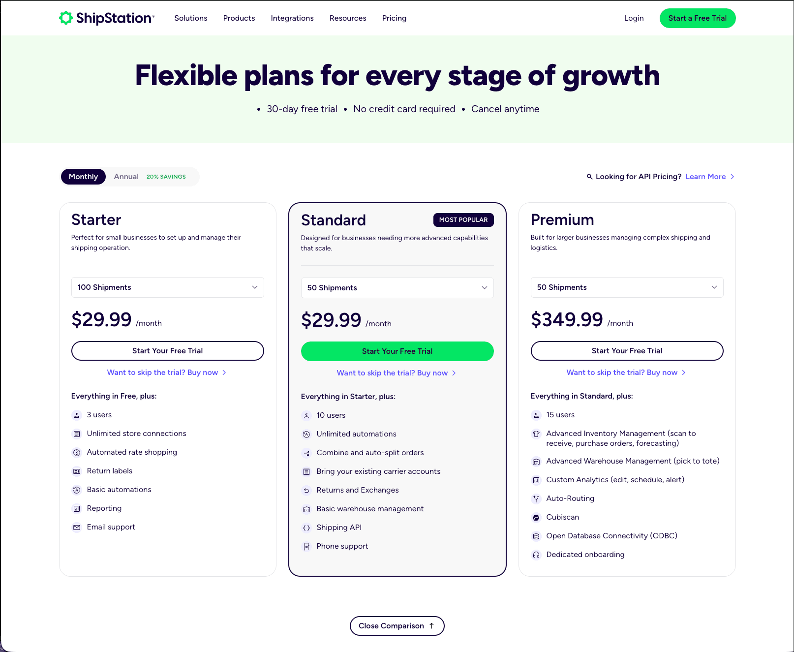 ShipStation Pricing Pages preview