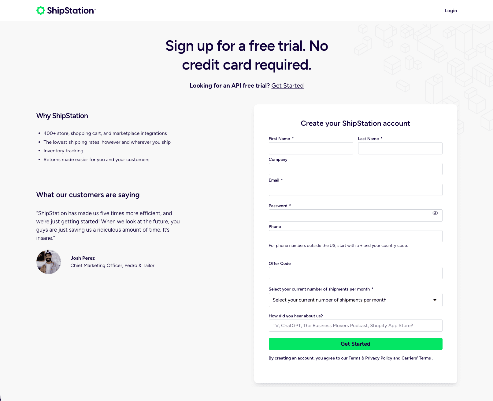 ShipStation Free Trial Signup preview