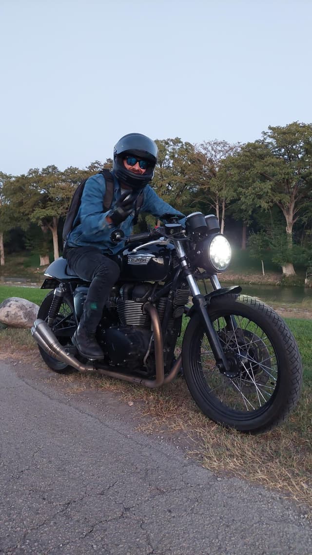 Christopher Garza on his motorcycle